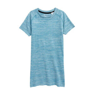 Zella Kids Space Dye Seamless T-Shirt Teal Dolphin Melange 280536, Size S 7-8